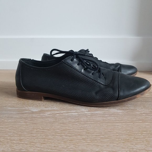 ALDO black leather loafer flats size 8 women - Picture 1 of 5